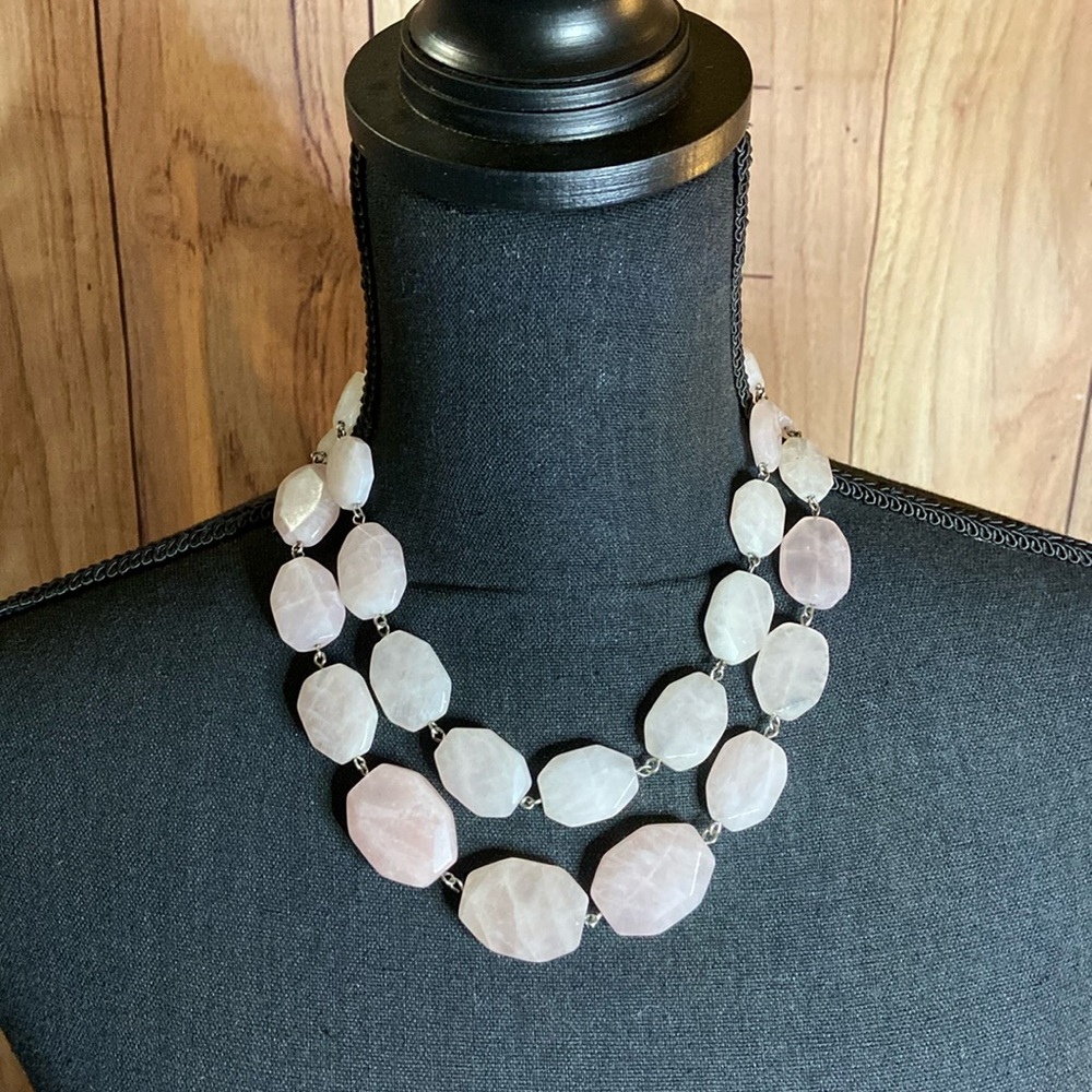 Talbots pink stone double-strand necklace